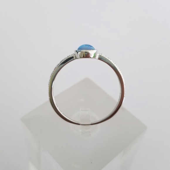 18k Over Sterling Blue Opal Ring - Picture 4 of 8